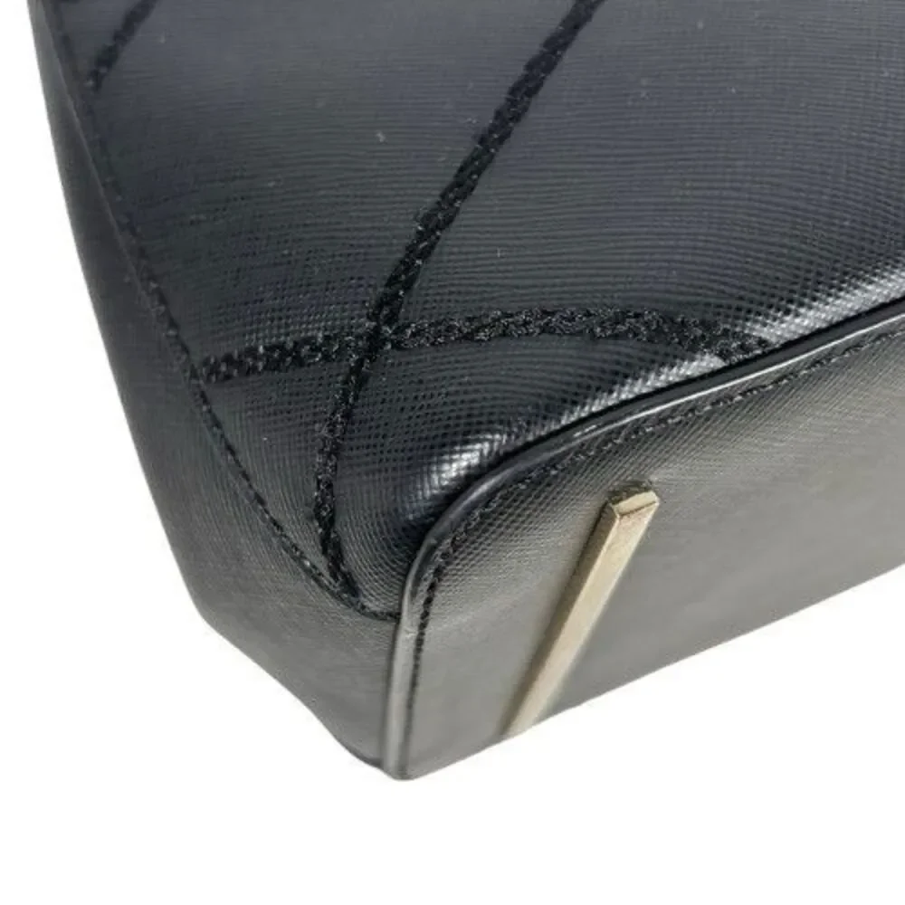 Tory Burch Robinson Black Wild Stitch Leather Double Zip Tote Shoulder Bag Purse